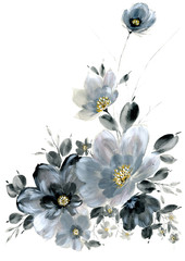 Flowers watercolor illustration.Manual composition.Big Set watercolor elements. - 292844548