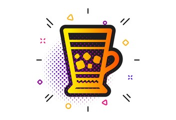 Cold drink sign. Halftone circles pattern. Frappe coffee icon. Beverage symbol. Classic flat frappe icon. Vector