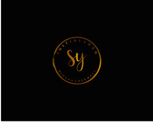 SY Initial handwriting logo vector