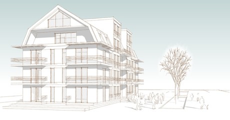  modern house with attic 3d illustration