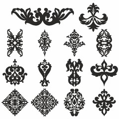 Set of ornamental vector damask illustrations for design