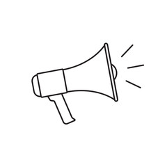 Megaphone outline icon. Loud speaker or bullhorn symbol. Vector illustration.