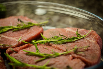 Juicy meat steak with rosemary