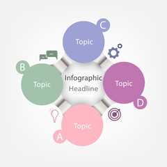 Infographic background with 4 steps circles design for presentation or web