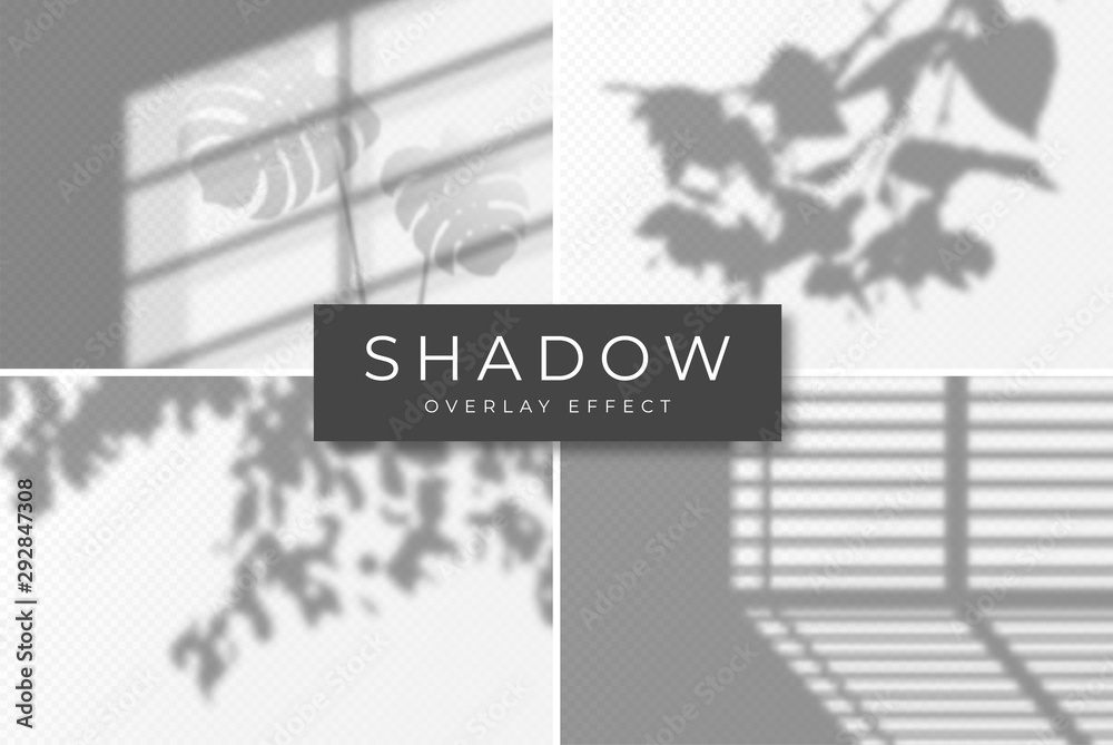 Poster set of shadow overlay effects. vector shadow and light overlay effect, natural lighting scene. mocku