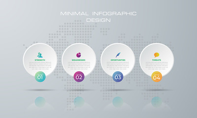 Rounded Infographic template with 4 options, workflow, process chart,Timeline infographics design vector can be used for workflow layout, diagram, annual report,  - Vector