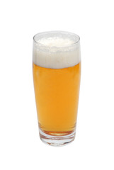 Frosty glass of light beer isolated on a white background