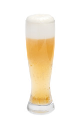Frosty glass of light beer isolated on a white background