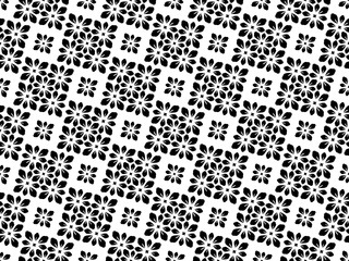 Flower geometric pattern. Seamless vector background. White and black ornament. Ornament for fabric, wallpaper, packaging. Decorative print