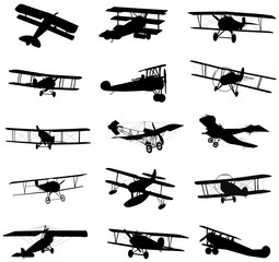 Vector biplanes silhouettes - 292851300