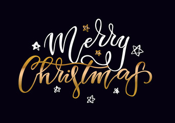 Merry Christmas - cute hand drawn lettering card banner poster art. Happy New Year  - Season Greetings