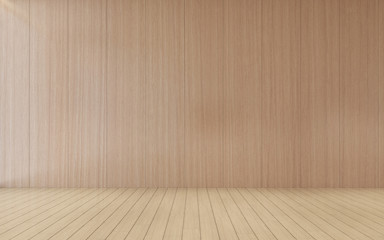 3D stimulate of empty room and wood plank floor with sun light cast shadow on the wall,Perspective of minimal interior design.