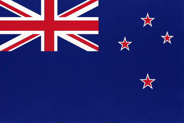 New Zealand national fabric flag, textile background.