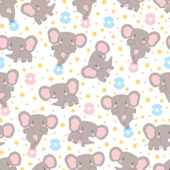 Cute elephant vector seamless pattern background for wallpaper, wrapping, packing, and backdrop.