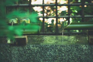  京都、梨木神社にあるお手水舎の染井の水
