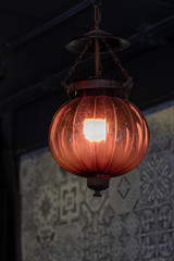 Vintage orange light lamps retro design of ceiling hanging light bulb interior decoration