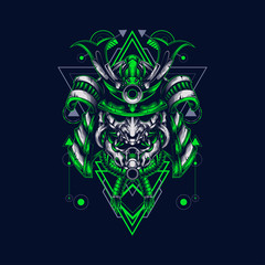 samurai helmet with sacred geometry pattern