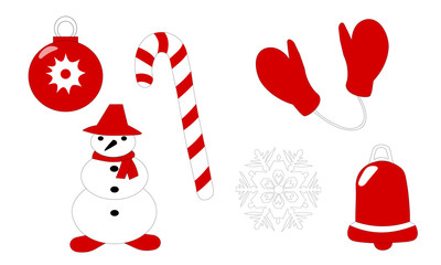 set of illustrations for christmas or holiday in two colors