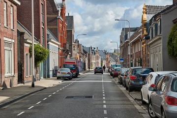 Fototapeta na wymiar Street with houses in The Netherlands, Tilburg