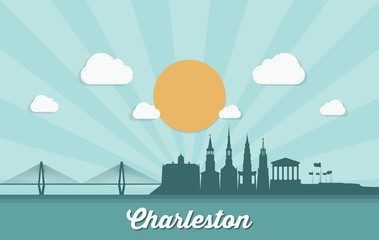 Fototapeta premium Panoramę Charleston - Stany Zjednoczone Ameryki - USA - Karolina Południowa