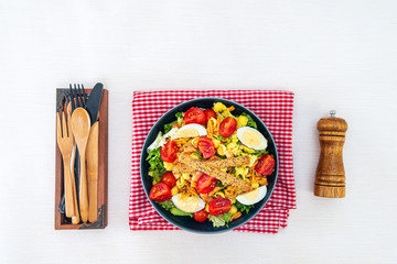 Fresh seafood salad with smoked salmon