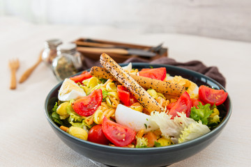 Fresh seafood salad with smoked salmon