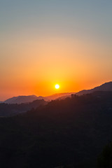 red sky sunset at Doi Chang Mub Chiang Rai on hill top border Thai and Myanmar
