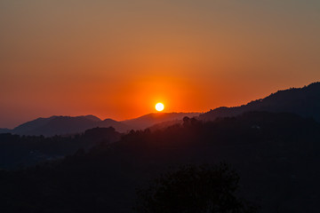 red sky sunset at Doi Chang Mub Chiang Rai on hill top border Thai and Myanmar