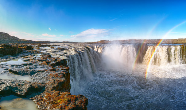 Splendid view of fantastic waterfall and cascades of Selfoss © pilat666