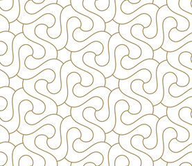 Seamless pattern with abstract geometric line texture, gold on white background. Light modern simple wallpaper, bright tile backdrop, monochrome graphic element