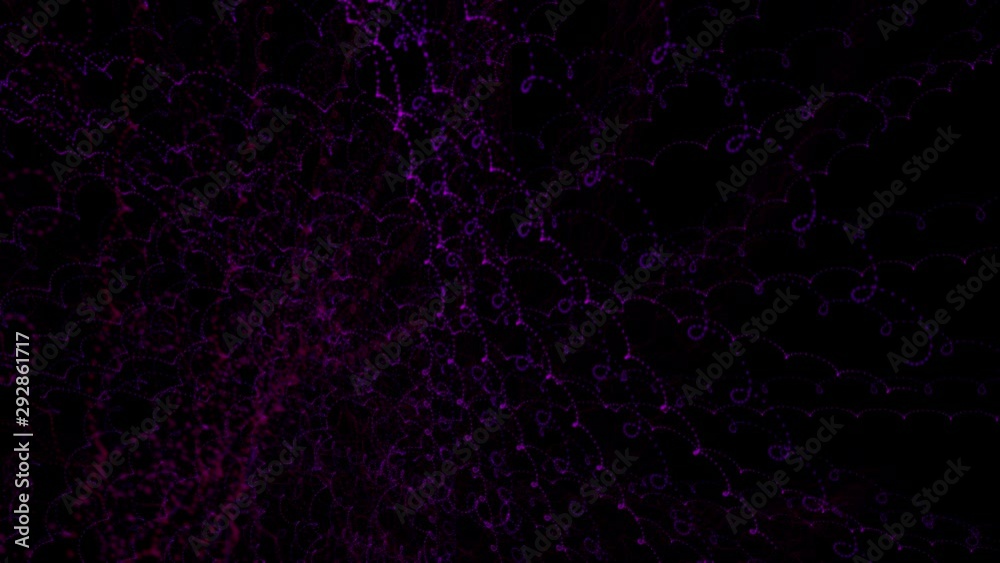 Wall mural seamless abstract complex wave particle animation on black background