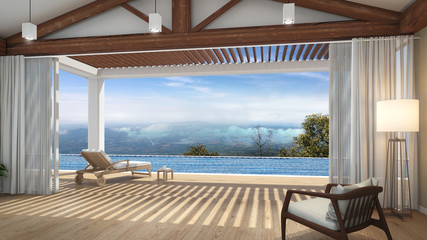 Livingroom pool villa resort Mountain view