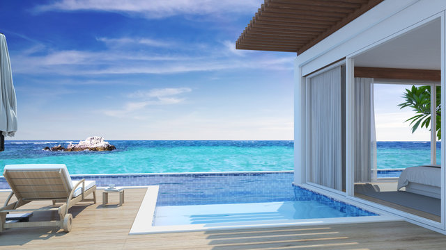 Pool villa resort beach view