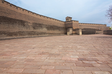 At the southern gate of the city wall in Pingyao, on the outside of the wall