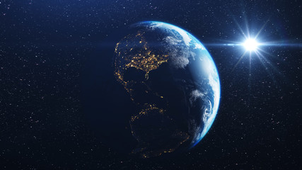Fototapeta na wymiar Planet earth sunrise seen from space