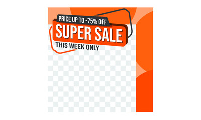 Super sale discount social media Instagram story template design for promotion, ad, brochure, flyer. All vector illustration in orange