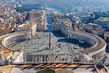 Fototapeta premium Saint Peter's Square in Vatican and aerial view of Rome. Italy