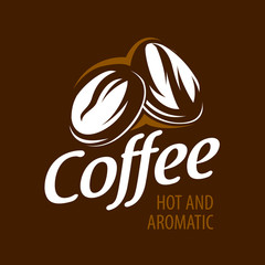 Coffee logo. Vector illustration on brown background