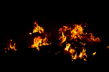 Flame of fire on a black background