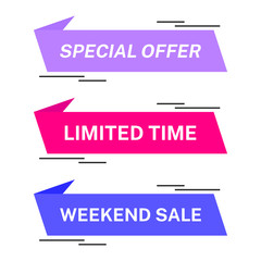 Set of sale banner template design. Modern special offer vector illustration. Limited time discount tag for web