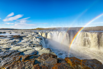 Obraz premium Splendid view of fantastic waterfall and cascades of Selfoss
