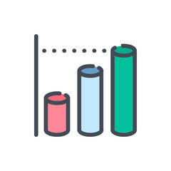 Column bar graphs color line icon. Finance chart with levels vector outline colorful sign.