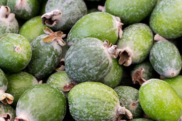 Background of fresh fruit feijoa.