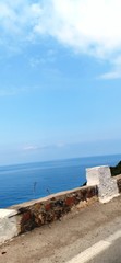 blue sea with clear sky in santorini greece