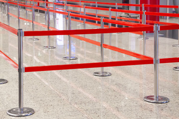 Red restrictive ribbons for passengers