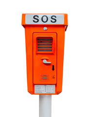 Notrufsäule freigestellt auf weißem Hintergrund