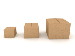 3D Rendering of increasingly larger boxes