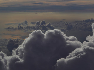 blue sky with clouds and sun