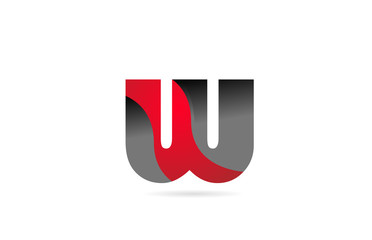 alphabet letter w black grey red for company logo icon design