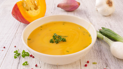 bowl of pumpkin or carrot soup